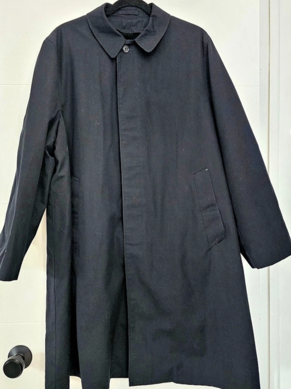 VTG Towncraft Penneys Black Trench Coat Sz 42 Removable Plush Liner